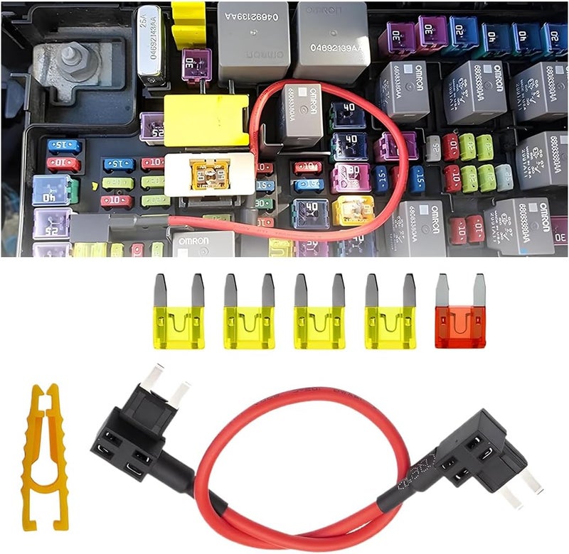 Sandfren Car TIPM Bypass Cable, Repair Fuel Pump Relay Kit, Vehicle Fuel Pump Relay Wiring Set with 5Pcs Fuses Clip, Auto Fuse Holder Adapter Accessories Compatible with 1500 2500 3500 - Image 1